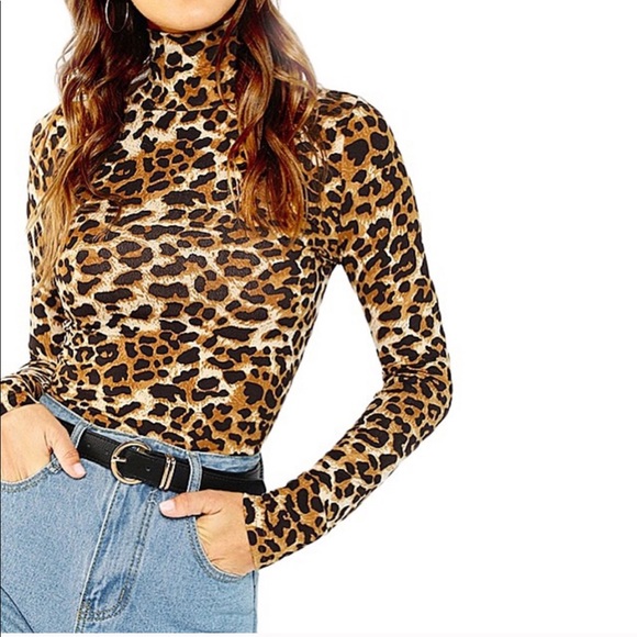 Trending leopard prints turtleneck long sleeve - Picture 4 of 4